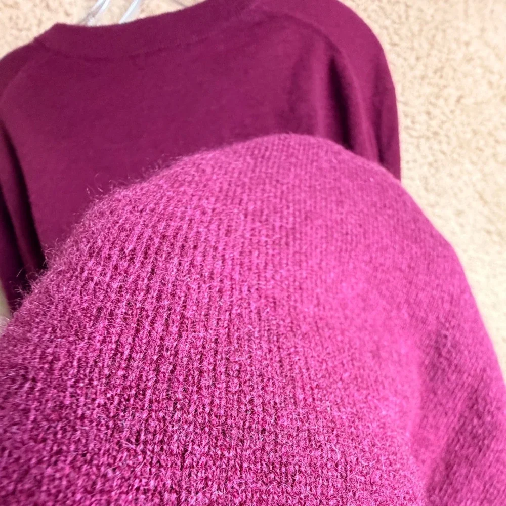Alan Flusser 100% Cashmere V Neck Sweater Burgundy Mens Large